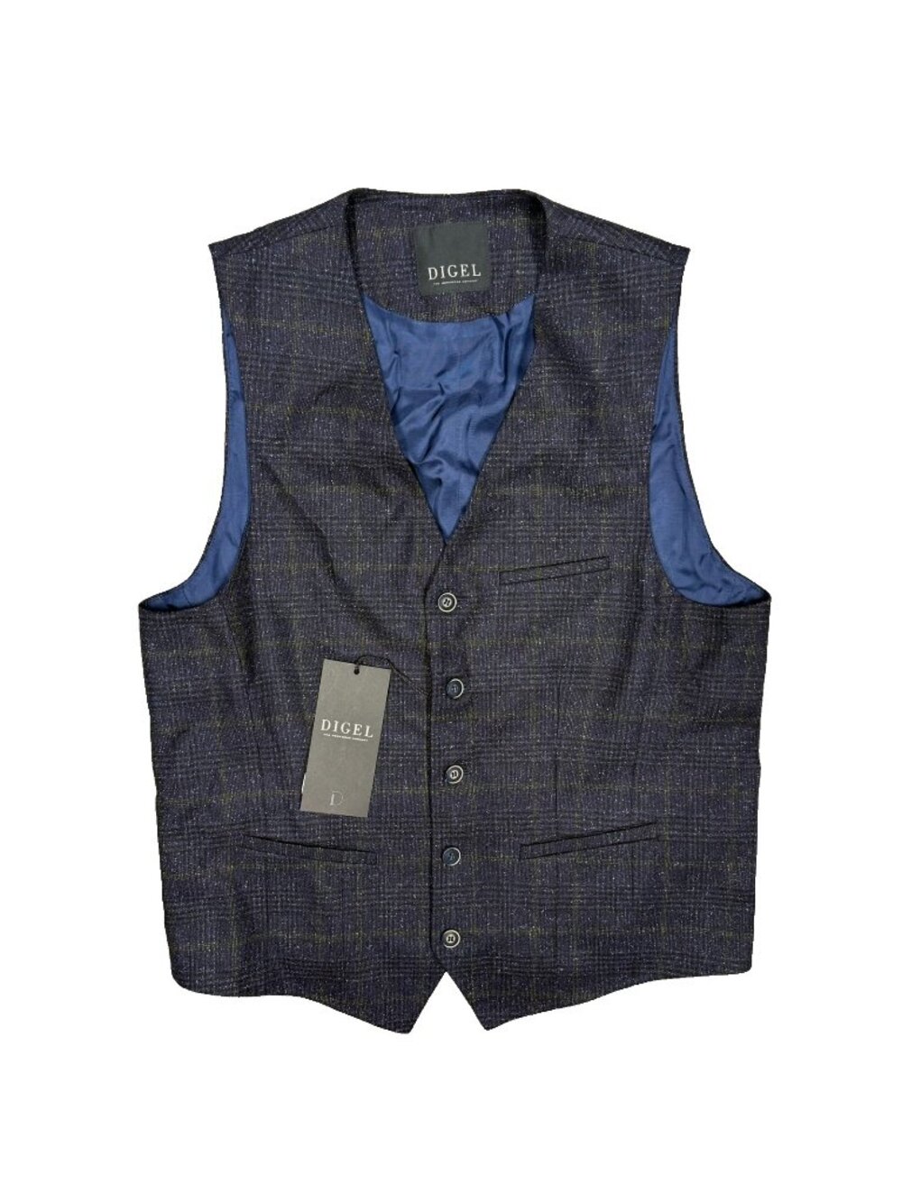 NWT Digel Waistcoat Dongeal Wool Silk Vest Prince of Wales Check 38R
